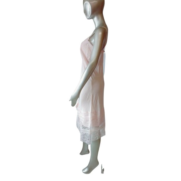 Vintage 50s Semi Sheer Part Lace Slip Pink Sz 32 - Picture 2 of 5